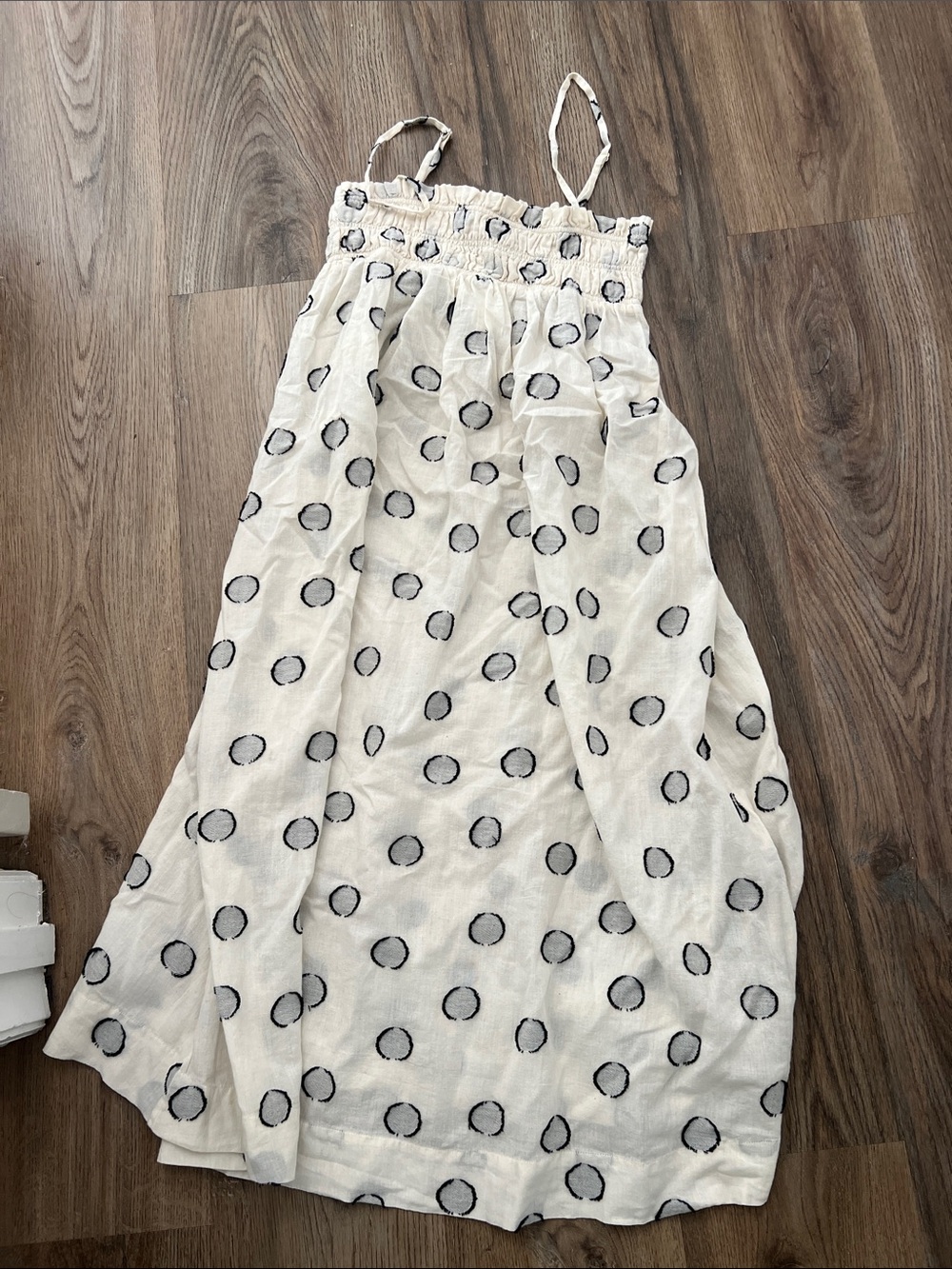 LOFT Cream Midi Dress with Black Polka Dots